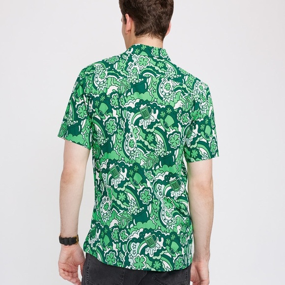 TIPSY ELVES MEN'S RETRO ST. PADDY'S BUTTON DOWN SHIRT - Picture 2 of 11